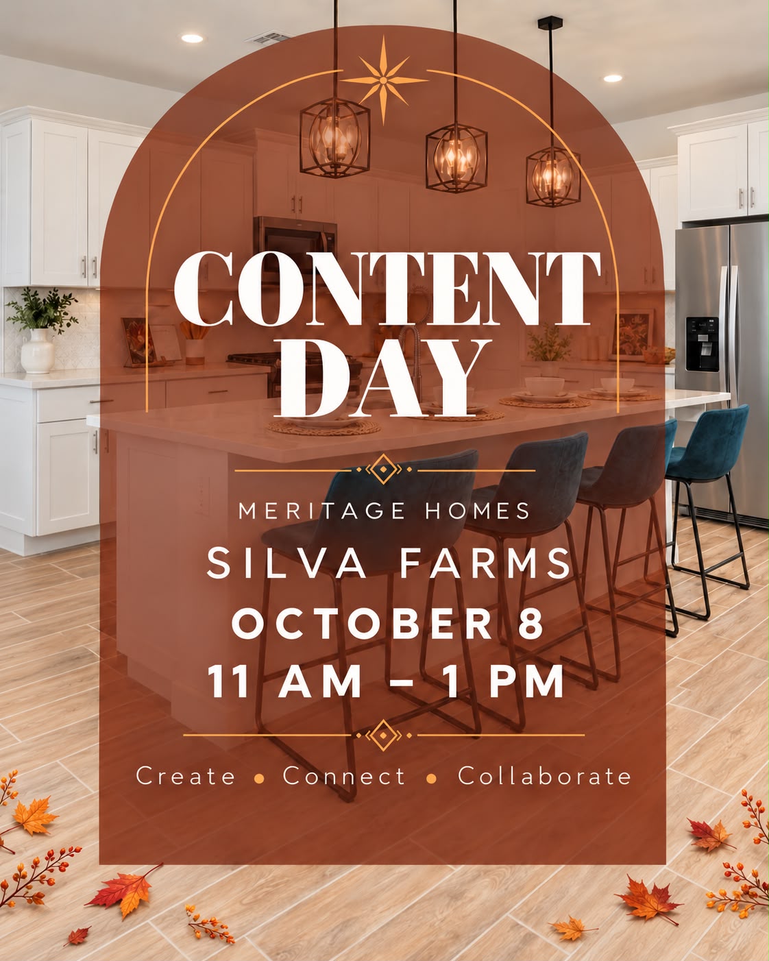 Flyer: Content Day, Meritage Homes · Silva Farms, Thursday, October 8, 11 AM – 1 PM